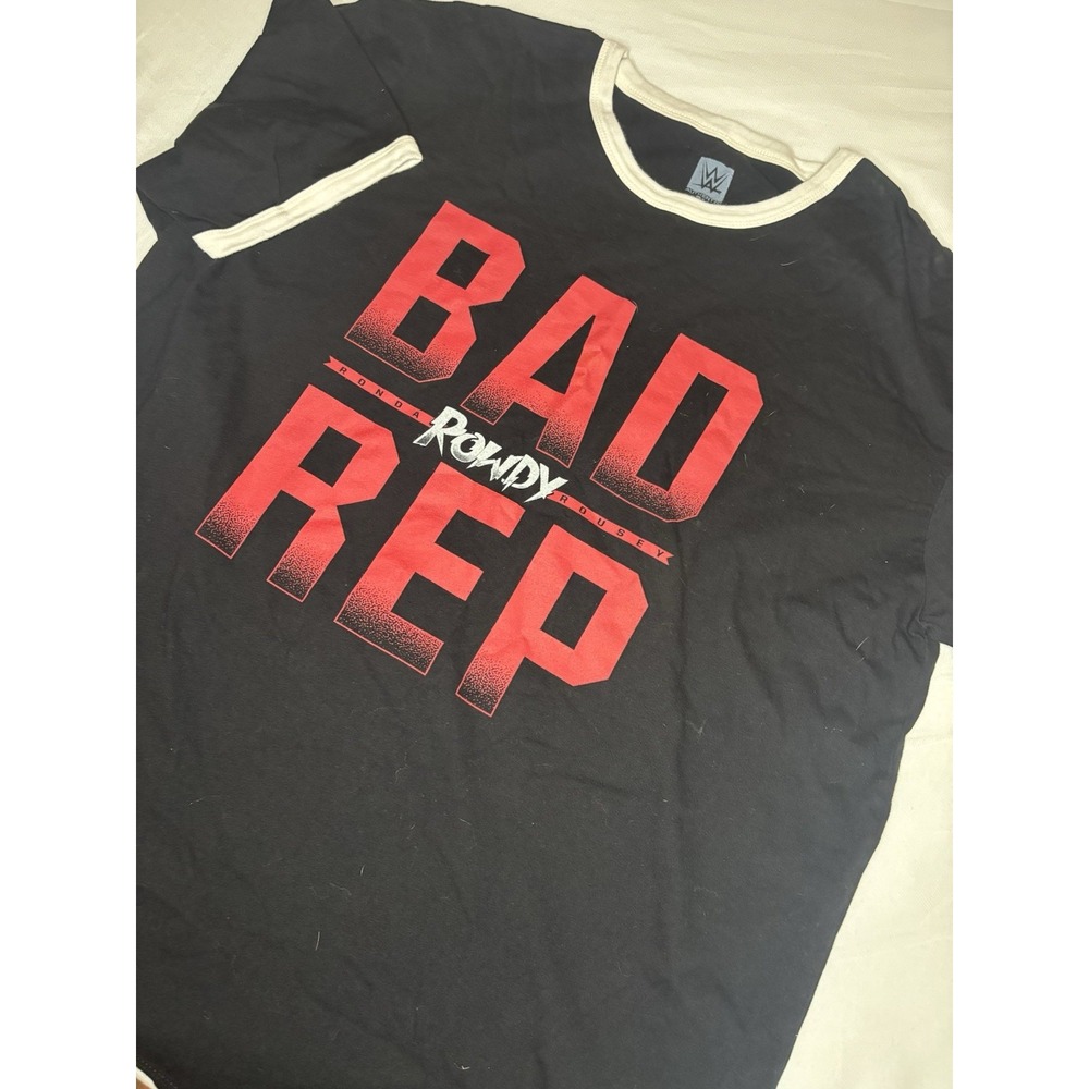 WWE Authentic Ronda Rousey Rowdy "Bad Rep" T-Shirt Men's 2XL Black & Red